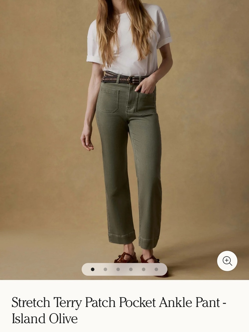 Faherty Stretch Terry Patch Pocket Ankle Jeans - Island Olive